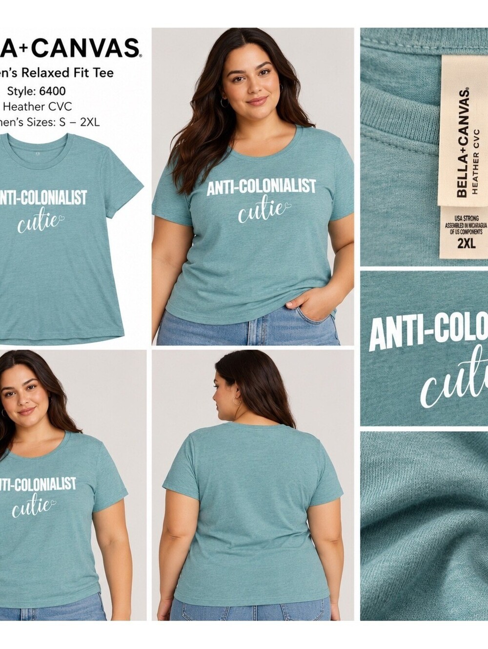 BELLA+CANVAS Women's Relaxed Fit Tee Heather CVC Anti-ColonI
